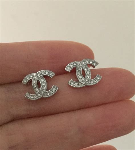 chanel crystal cc earrings silver price|silver Chanel clip on earrings.